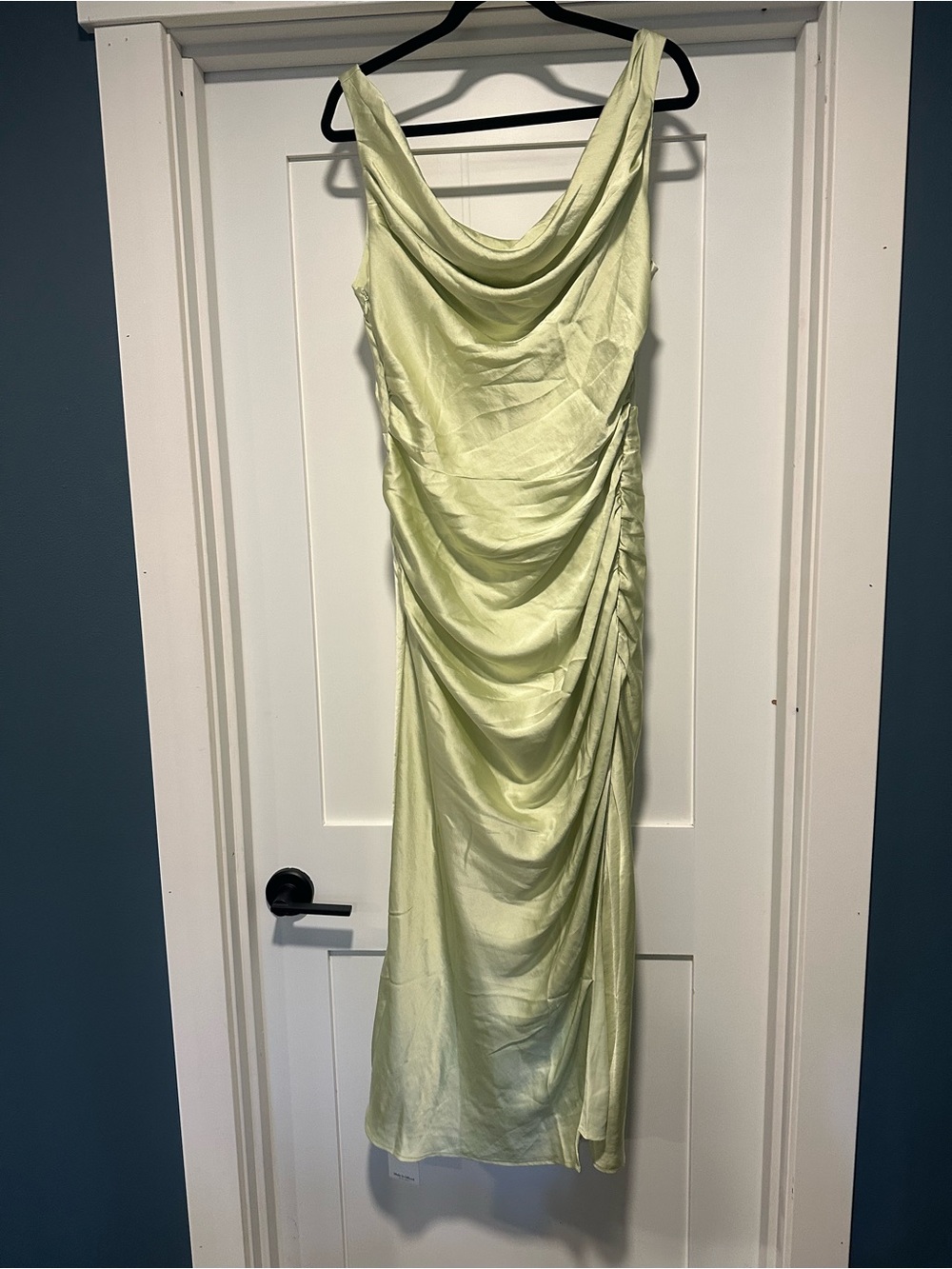 Abercrombie & Fitch Lime Satin Cowl Midi Dress